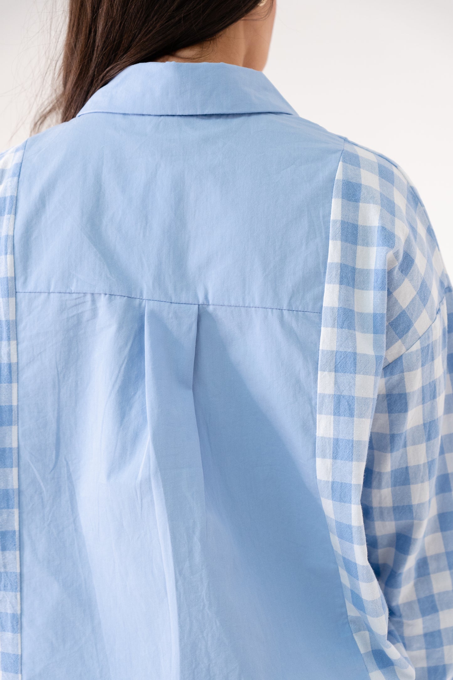 Connie Contrast Shirt In Blue Check
