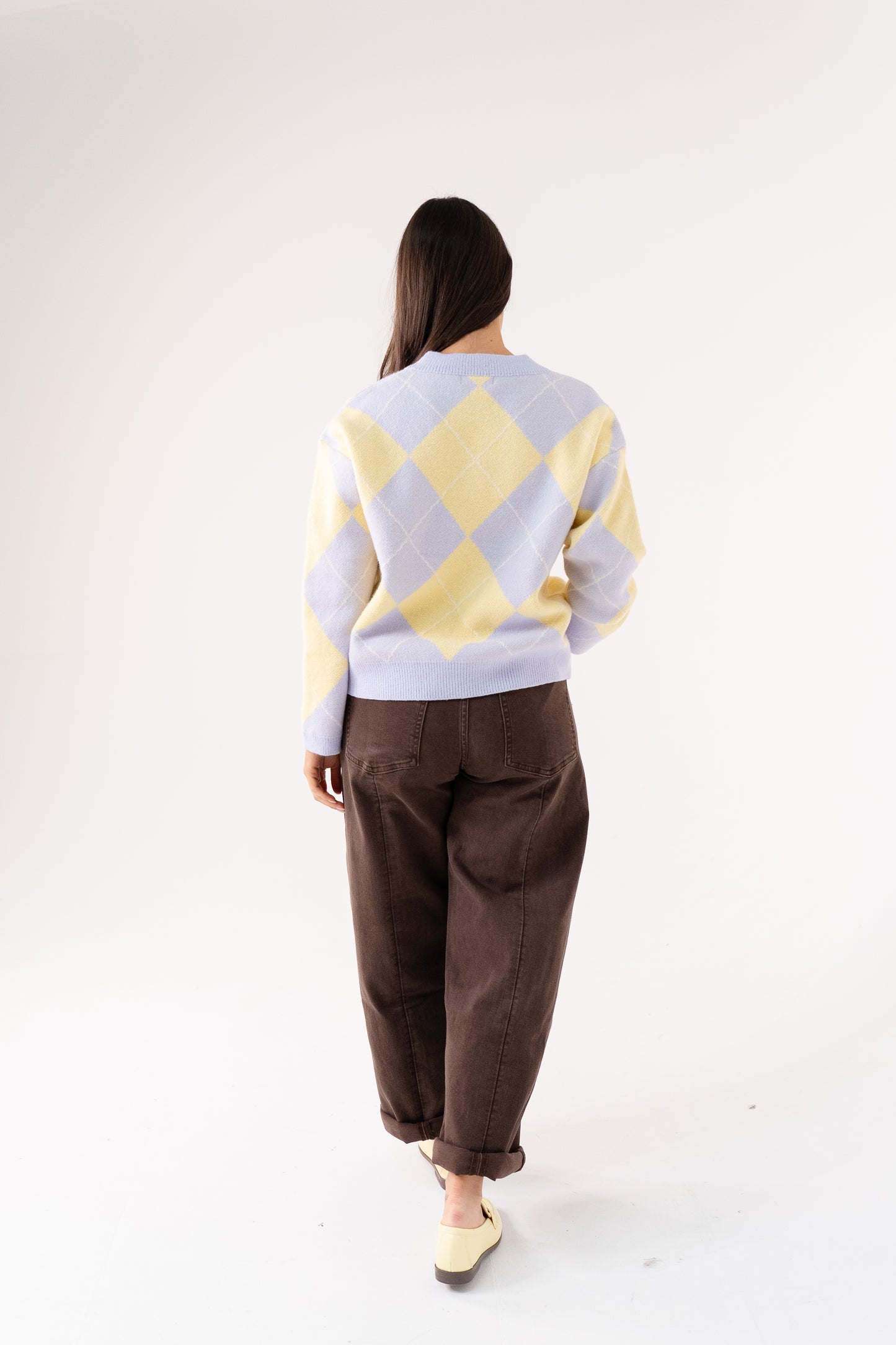 Connie Diamond Knit Jumper In Lilac Mix