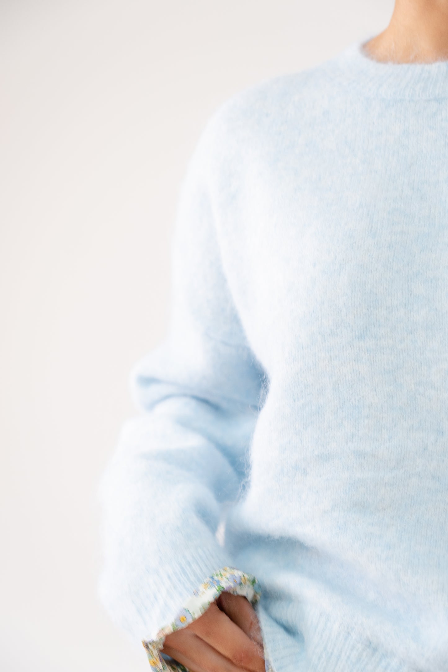 Connie Floral Trim Jumper In Blue