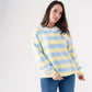 Connie Frill Collar Rugby Shirt In Blue Mix