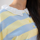 Connie Frill Collar Rugby Shirt In Blue Mix