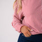 Connie Funnel Neck Stripe Shirt In Red