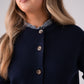Connie Gingham Collar Cardigan In Navy