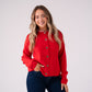Connie Gingham Collar Cardigan In Red