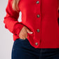 Connie Gingham Collar Cardigan In Red
