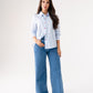 Connie Heart Detail Pinstripe Shirt In Blue