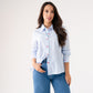 Connie Heart Detail Pinstripe Shirt In Blue