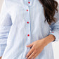 Connie Heart Detail Pinstripe Shirt In Blue