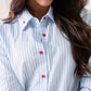 Connie Heart Detail Pinstripe Shirt In Blue