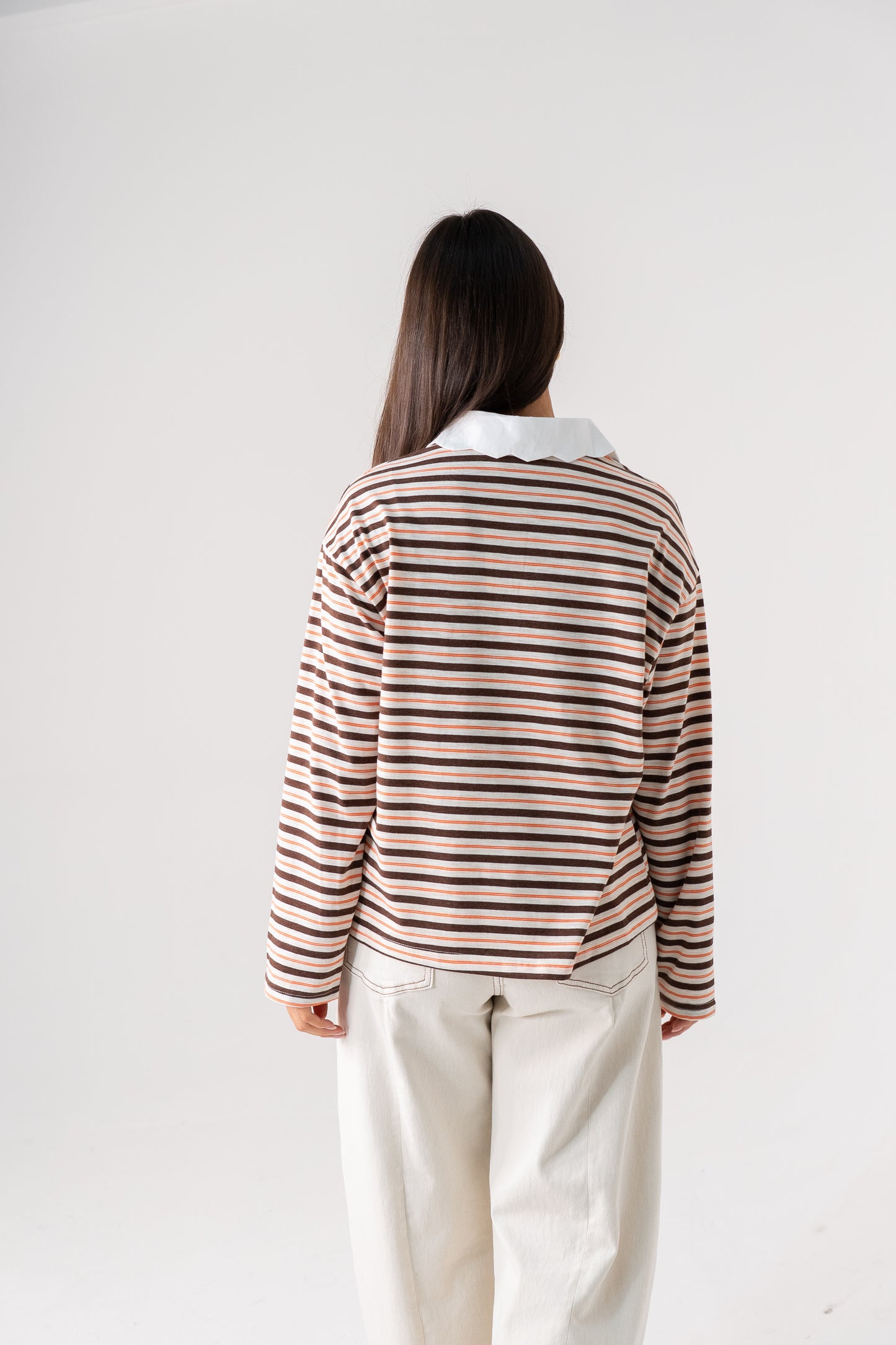 Connie Stripe Rugby Top In Chocolate Mix