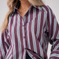 Connie Stripe Shirt In Plum Mix