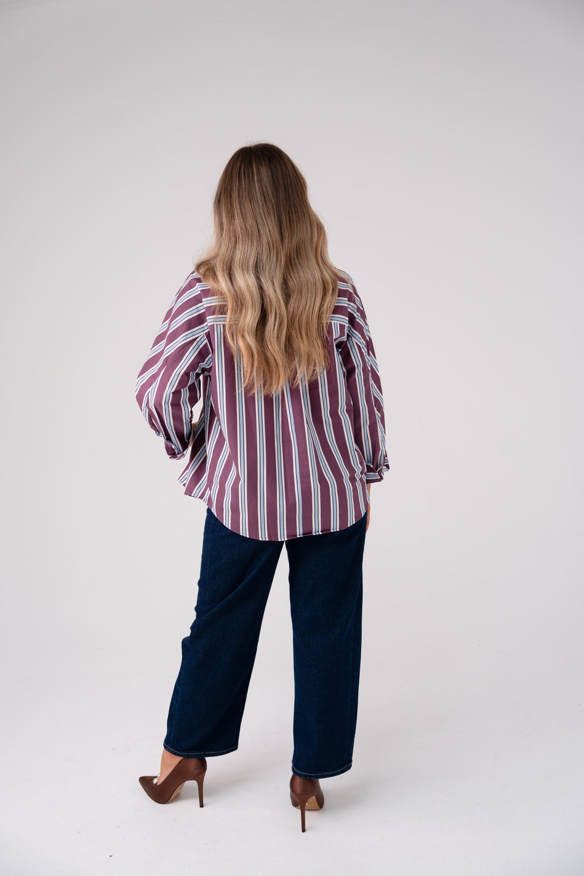 Connie Stripe Shirt In Plum Mix