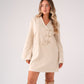 Cora Denim Shift Dress In Beige