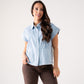 Cora Embroidered Denim Shirt In Light Wash