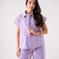 Cora Embroidered Denim Shirt In Lilac