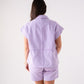 Cora Embroidered Denim Shorts In Lilac