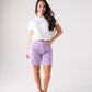 Cora Embroidered Denim Shorts In Lilac