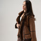Cora Faux Fur Trim Jacket In Chocolate