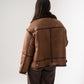 Cora Faux Fur Trim Jacket In Chocolate