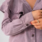 Cora Frill Collar Denim Shirt In Prune