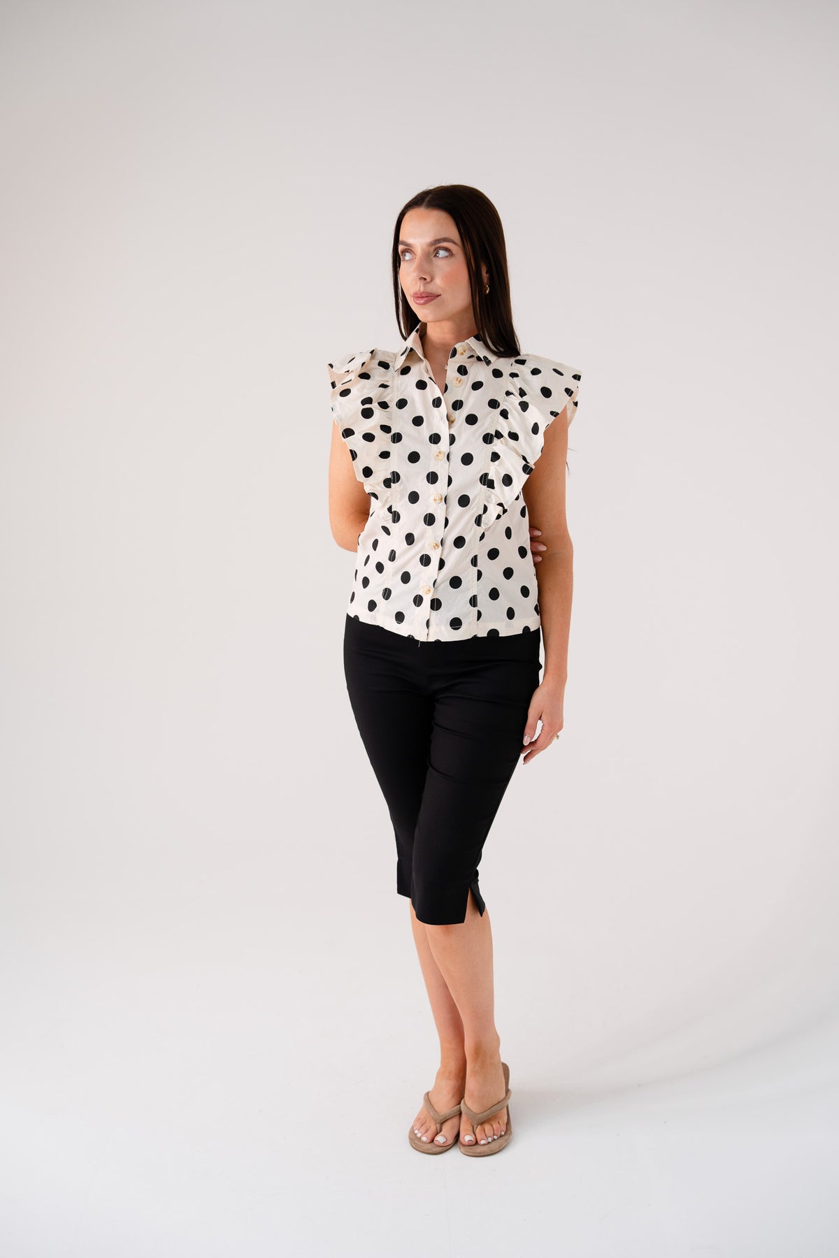 Cora Polka Dot Blouse In Monochrome