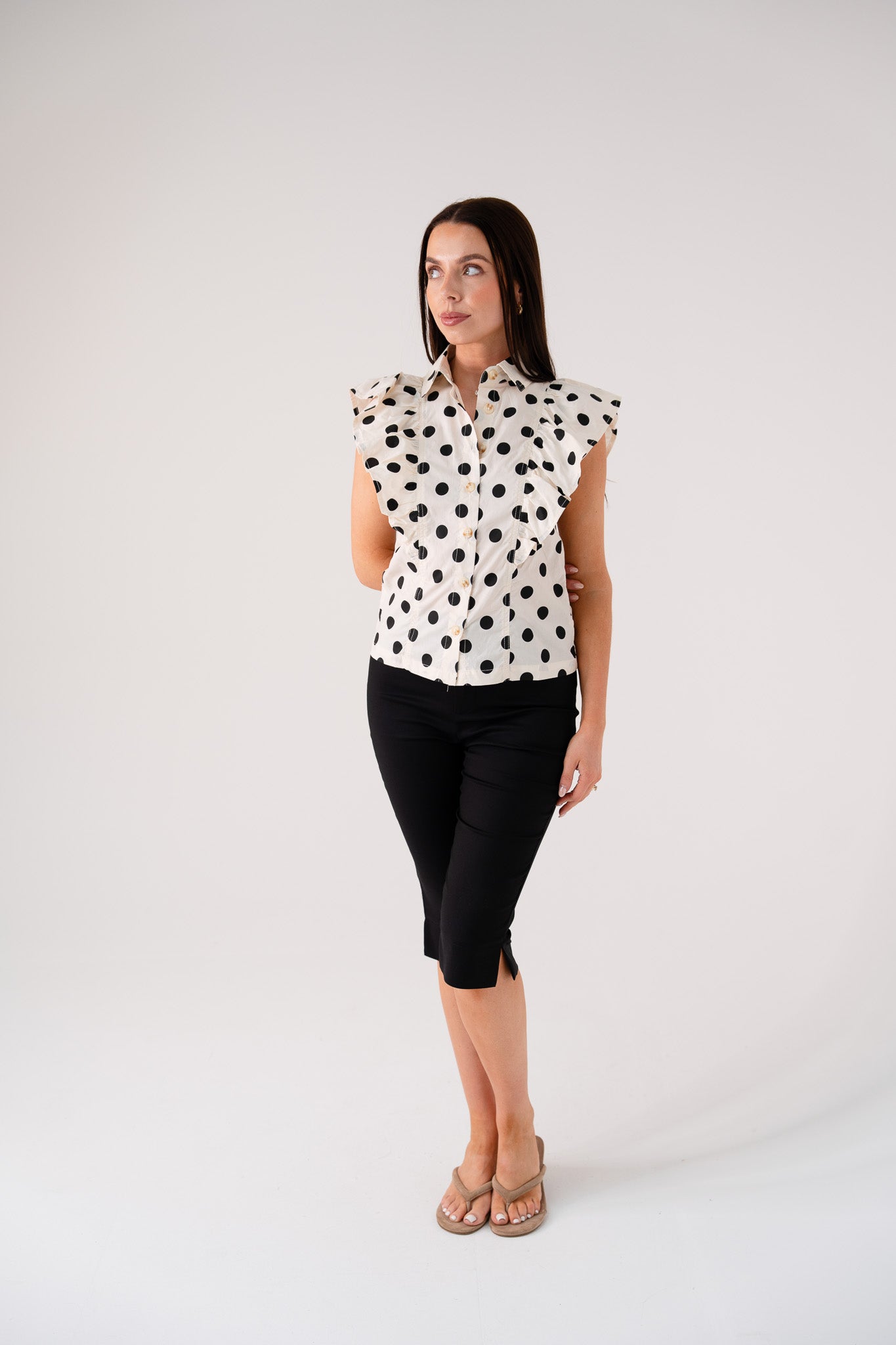 Cora Polka Dot Blouse In Monochrome