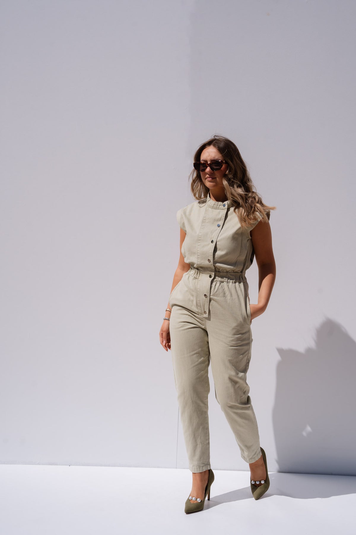 Cora Sleeveless Jumpsuit In Green