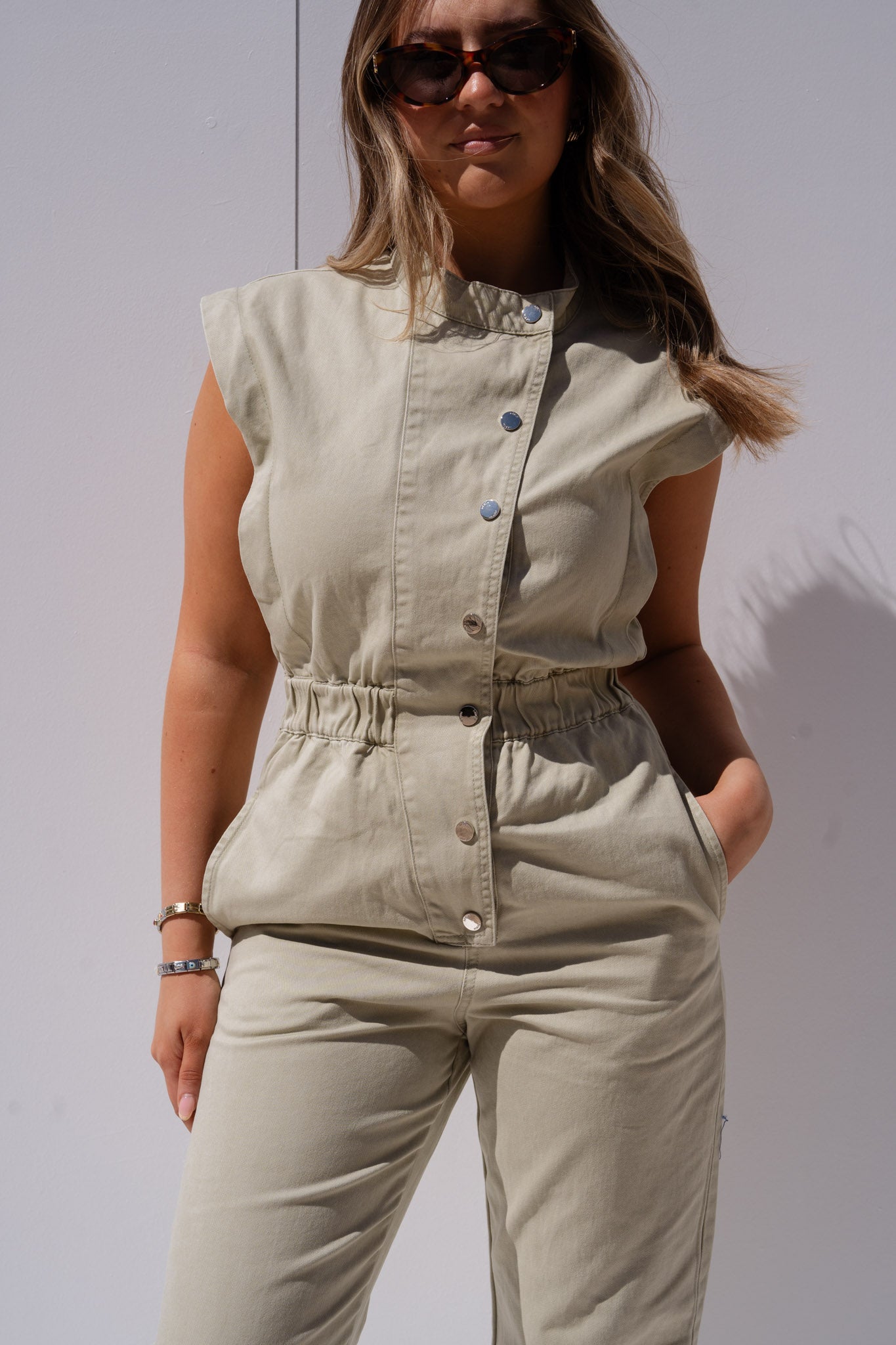 Cora Sleeveless Jumpsuit In Green