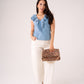 Cora Sleeveless Ruffle Top In Mid Wash