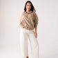Cora Studded Half Zip Sweatshirt In Beige