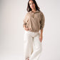 Cora Studded Half Zip Sweatshirt In Beige