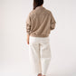 Cora Studded Half Zip Sweatshirt In Beige