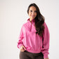 Cora Studded Half Zip Sweatshirt In Fuchsia