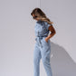 Cora Tie Waist Jumpsuit In Light Wash