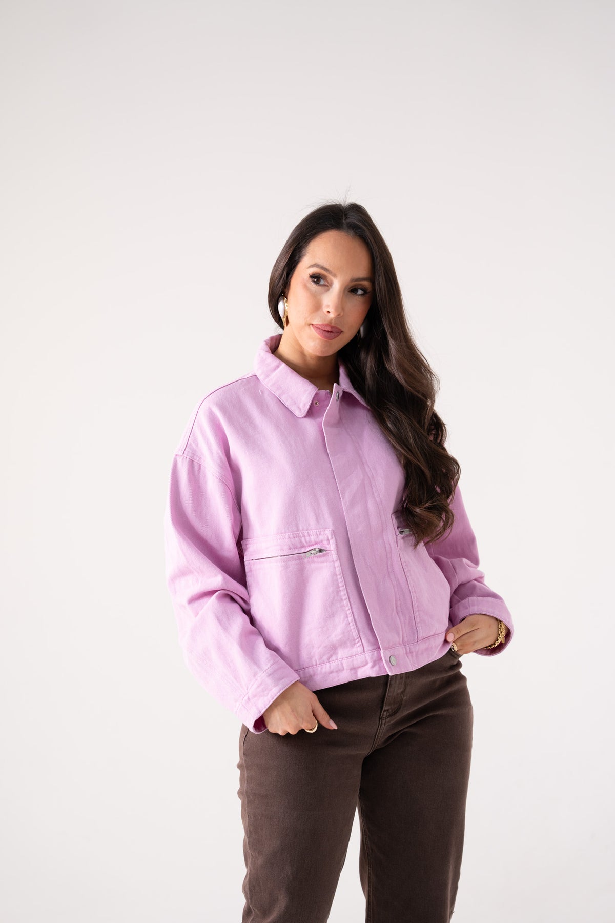 Cora Zip Front Jacket In Lilac