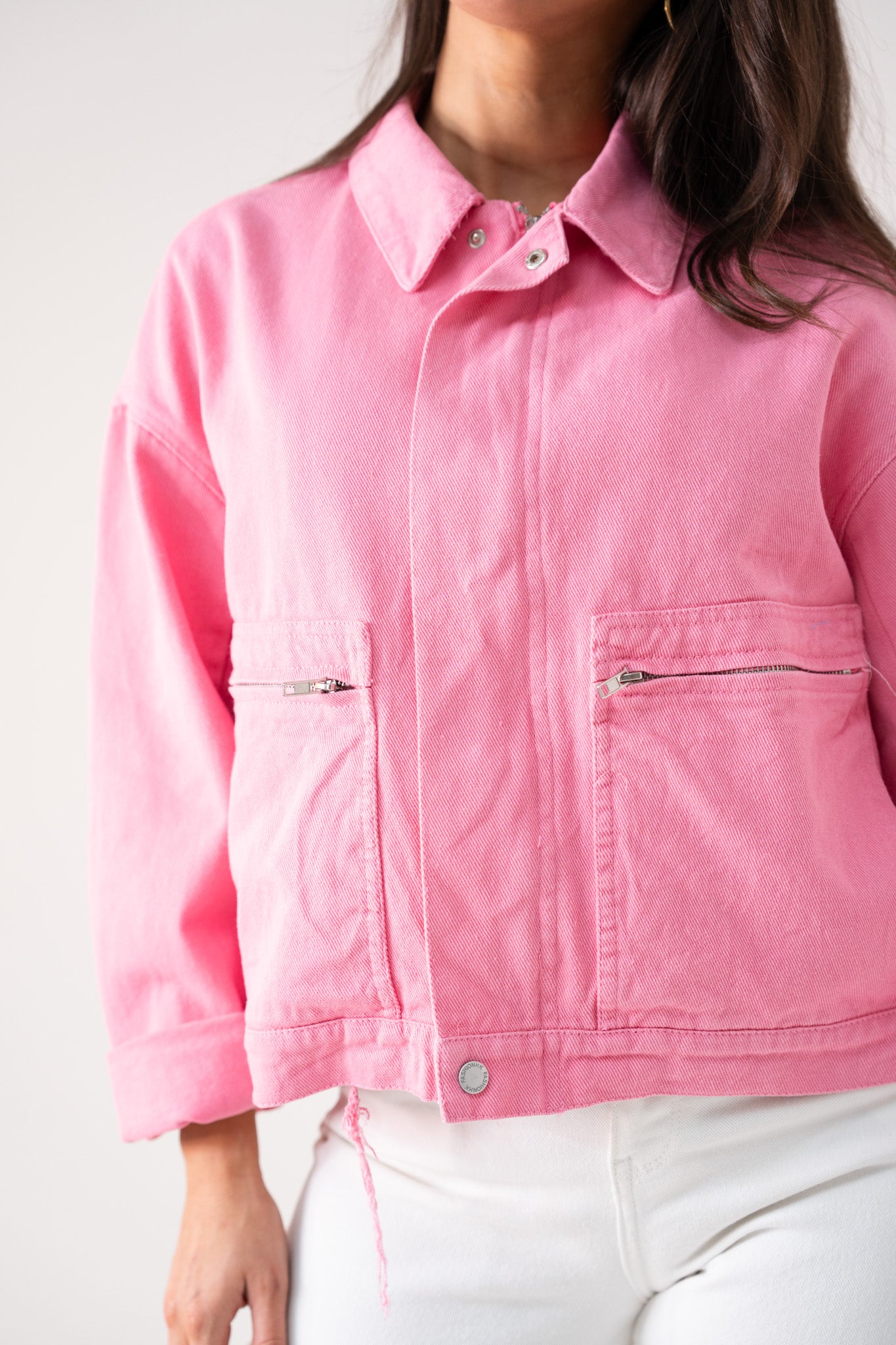 Cora Zip Front Jacket In Pink