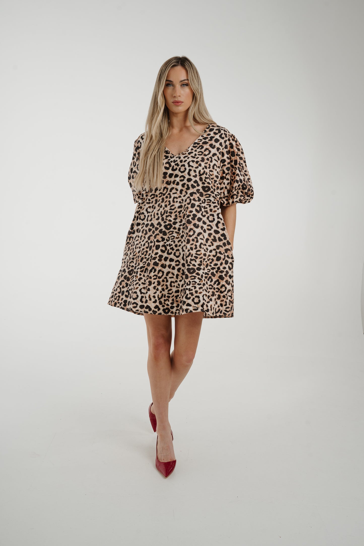 Poppy Puff Sleeve Dress In Leopard Print