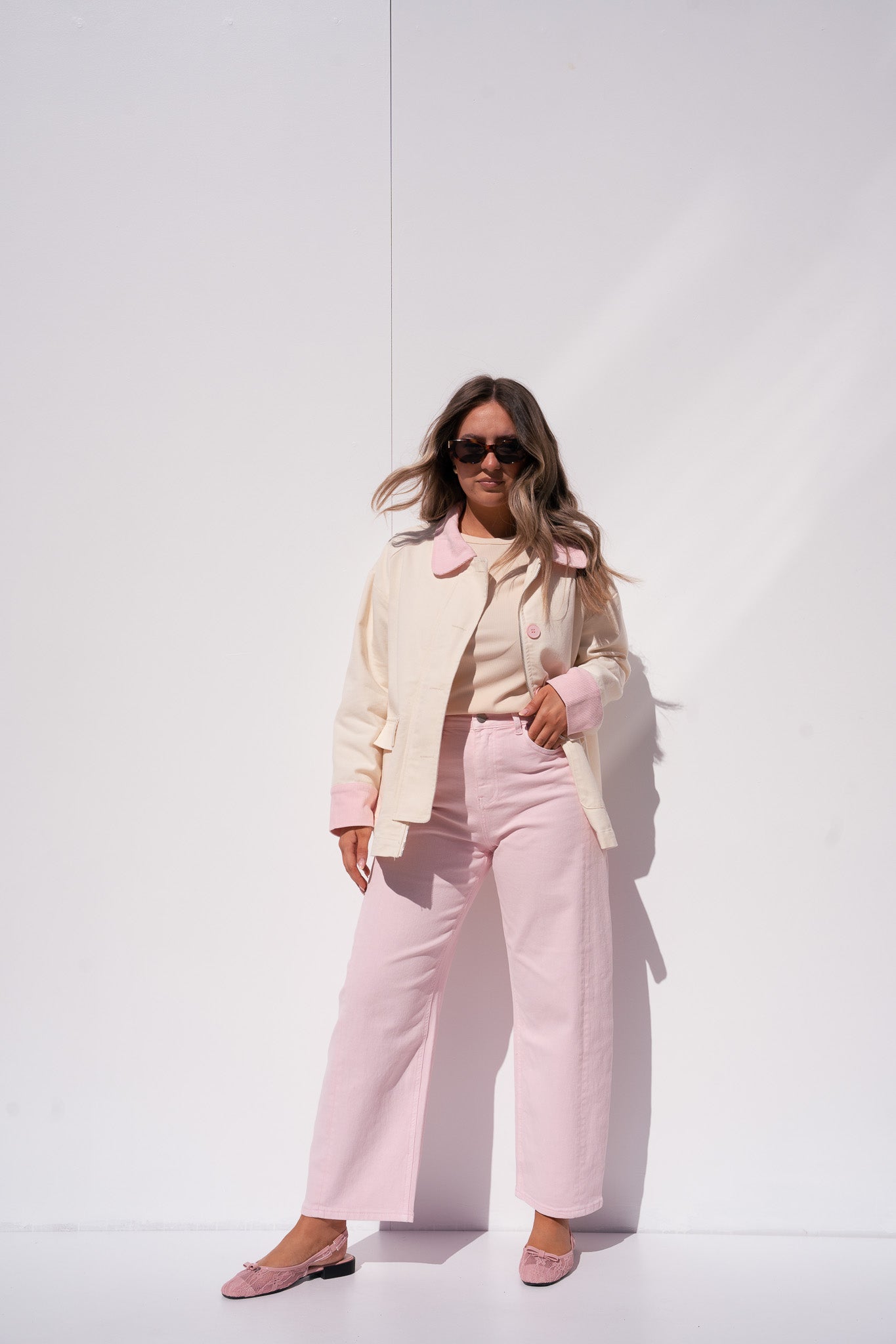 Love Laura Contrast Summer Jacket In Cream