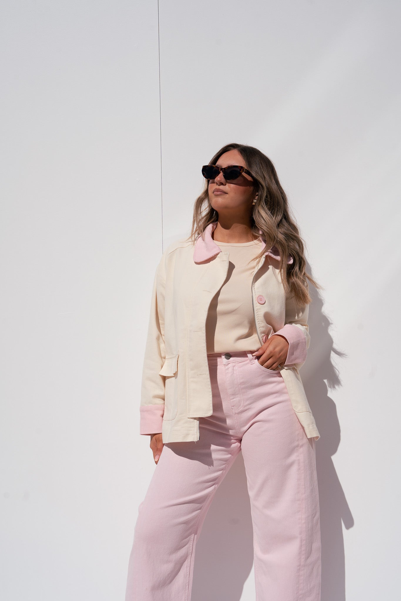 Love Laura Contrast Summer Jacket In Cream