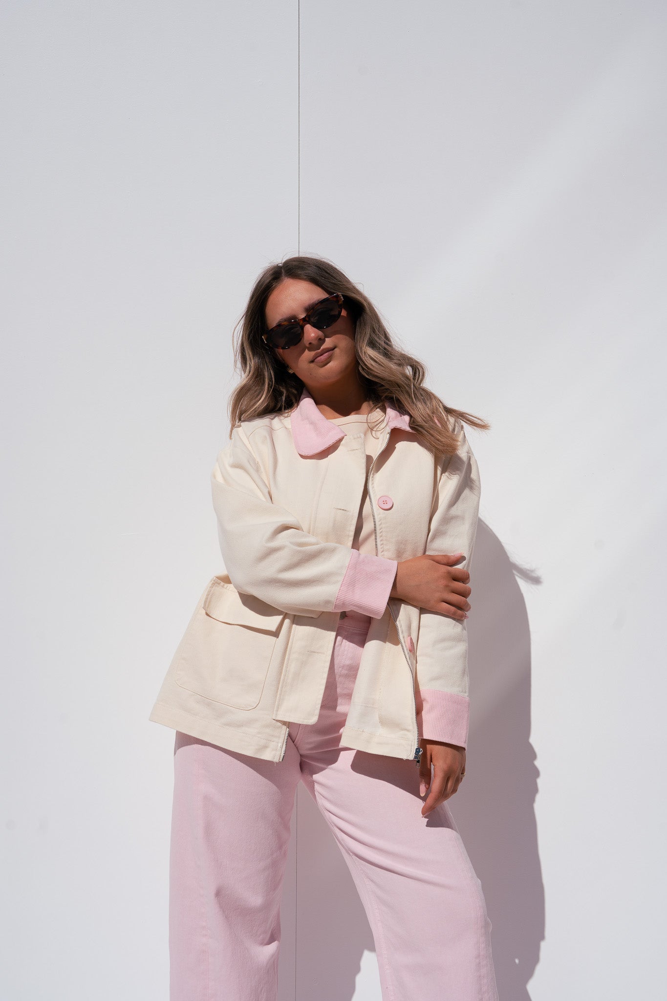 Love Laura Contrast Summer Jacket In Cream