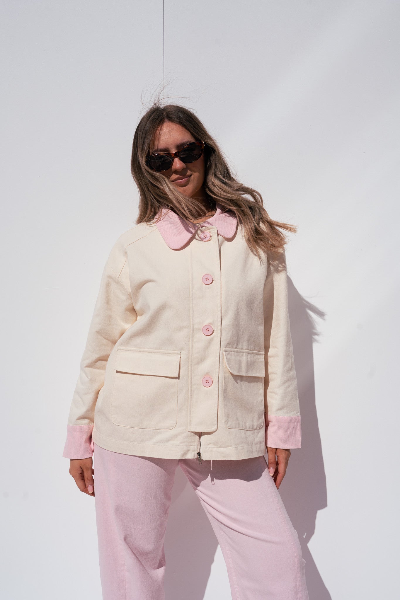 Love Laura Contrast Summer Jacket In Cream
