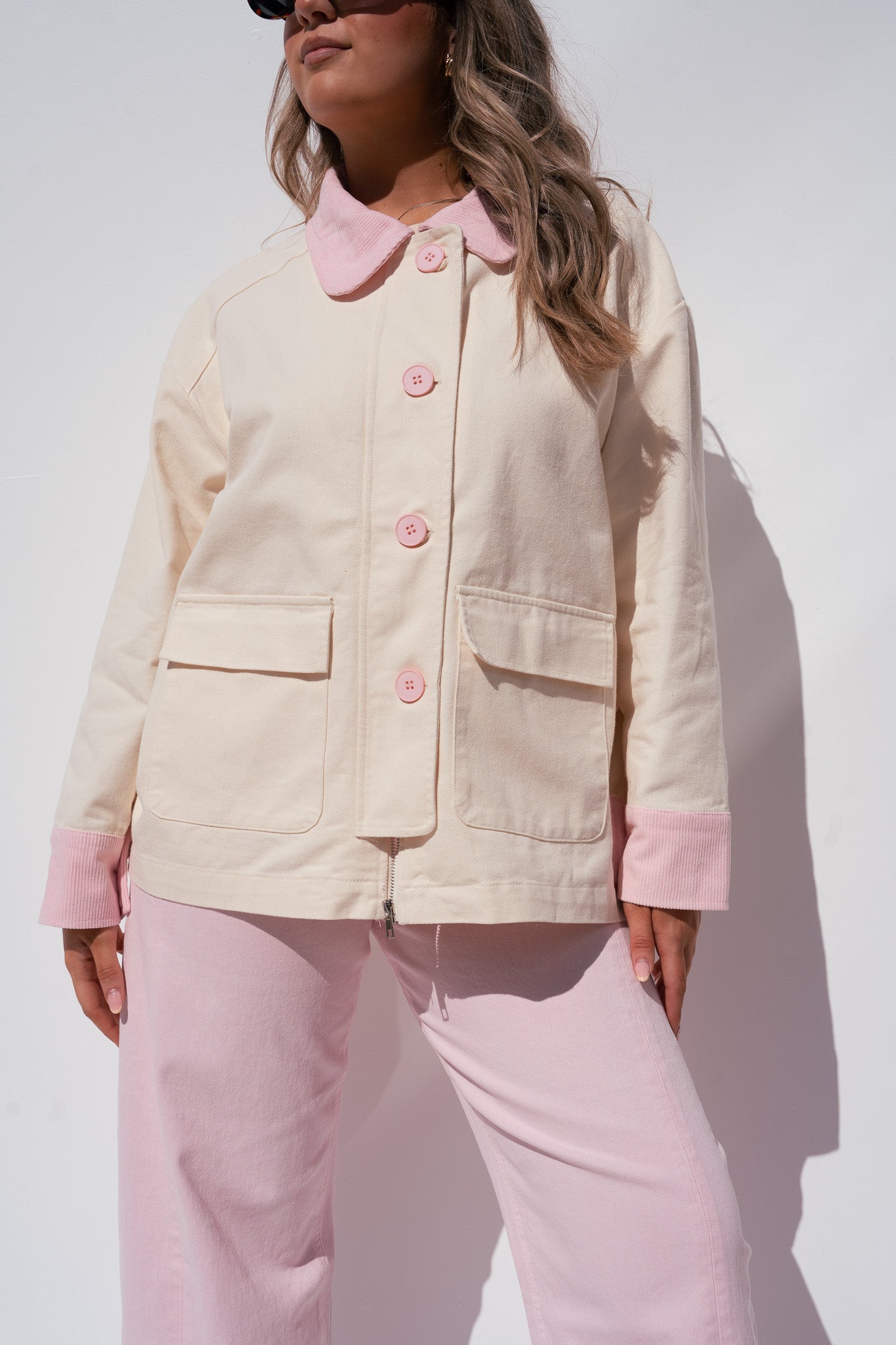 Love Laura Contrast Summer Jacket In Cream
