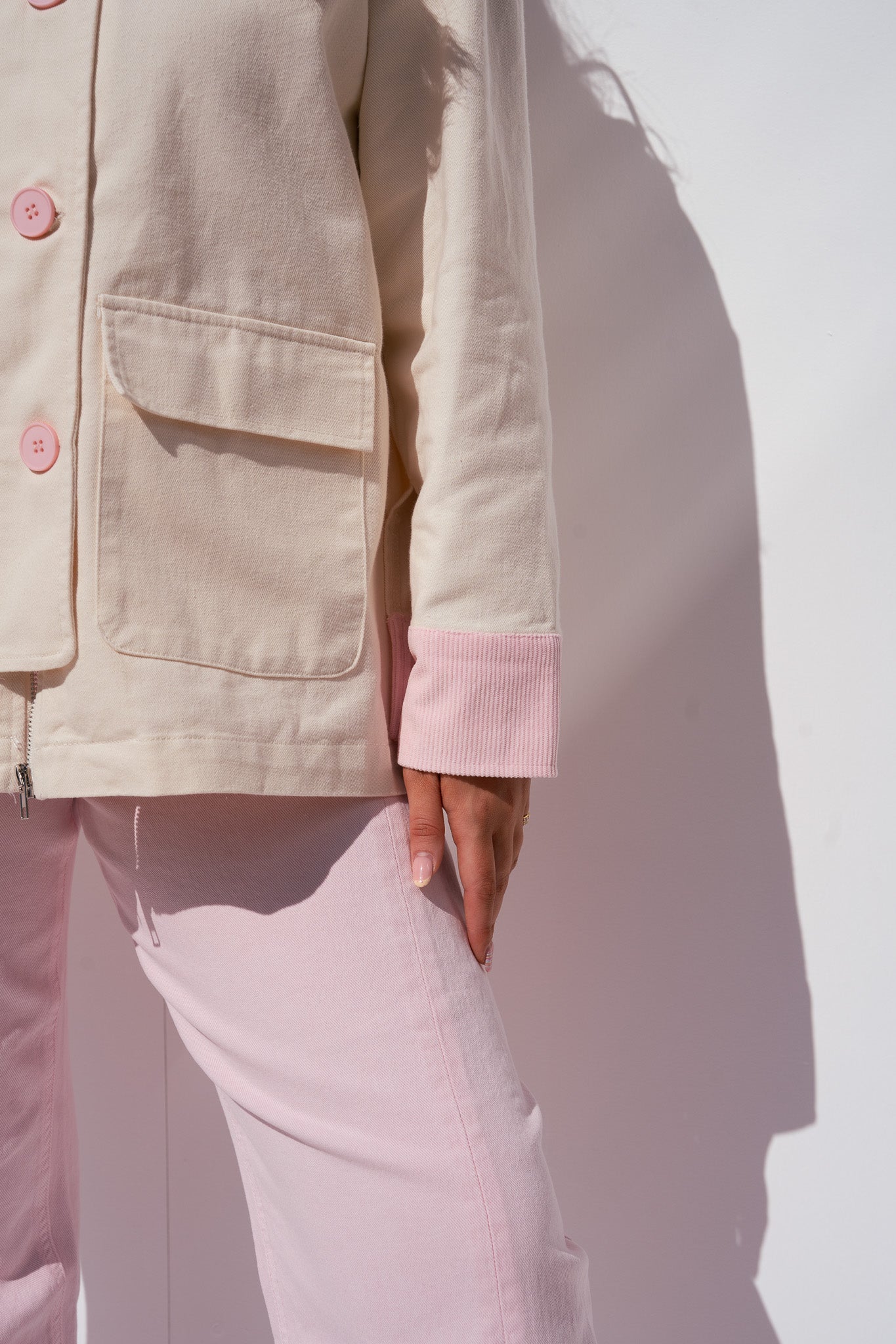 Love Laura Contrast Summer Jacket In Cream