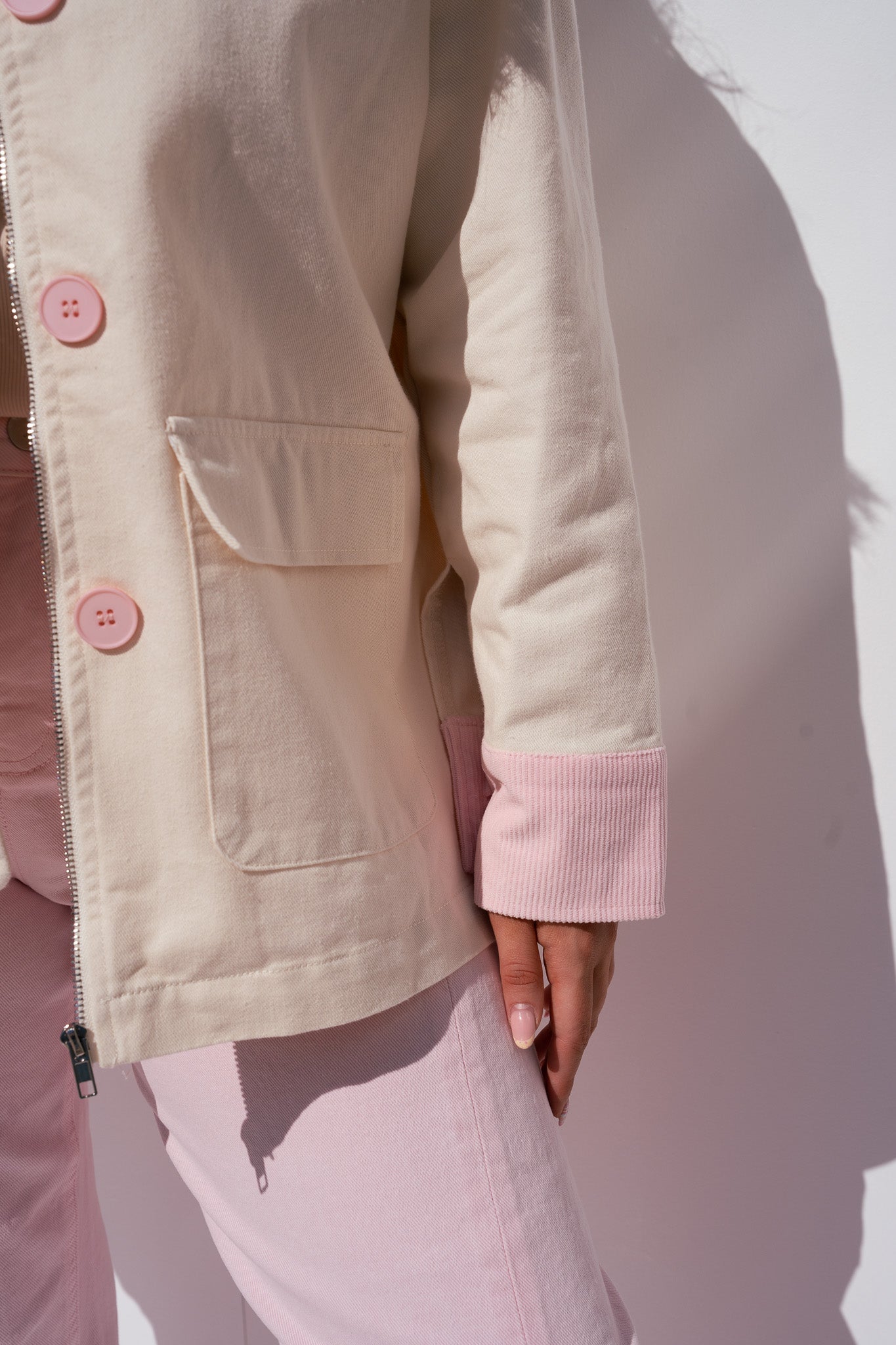 Love Laura Contrast Summer Jacket In Cream