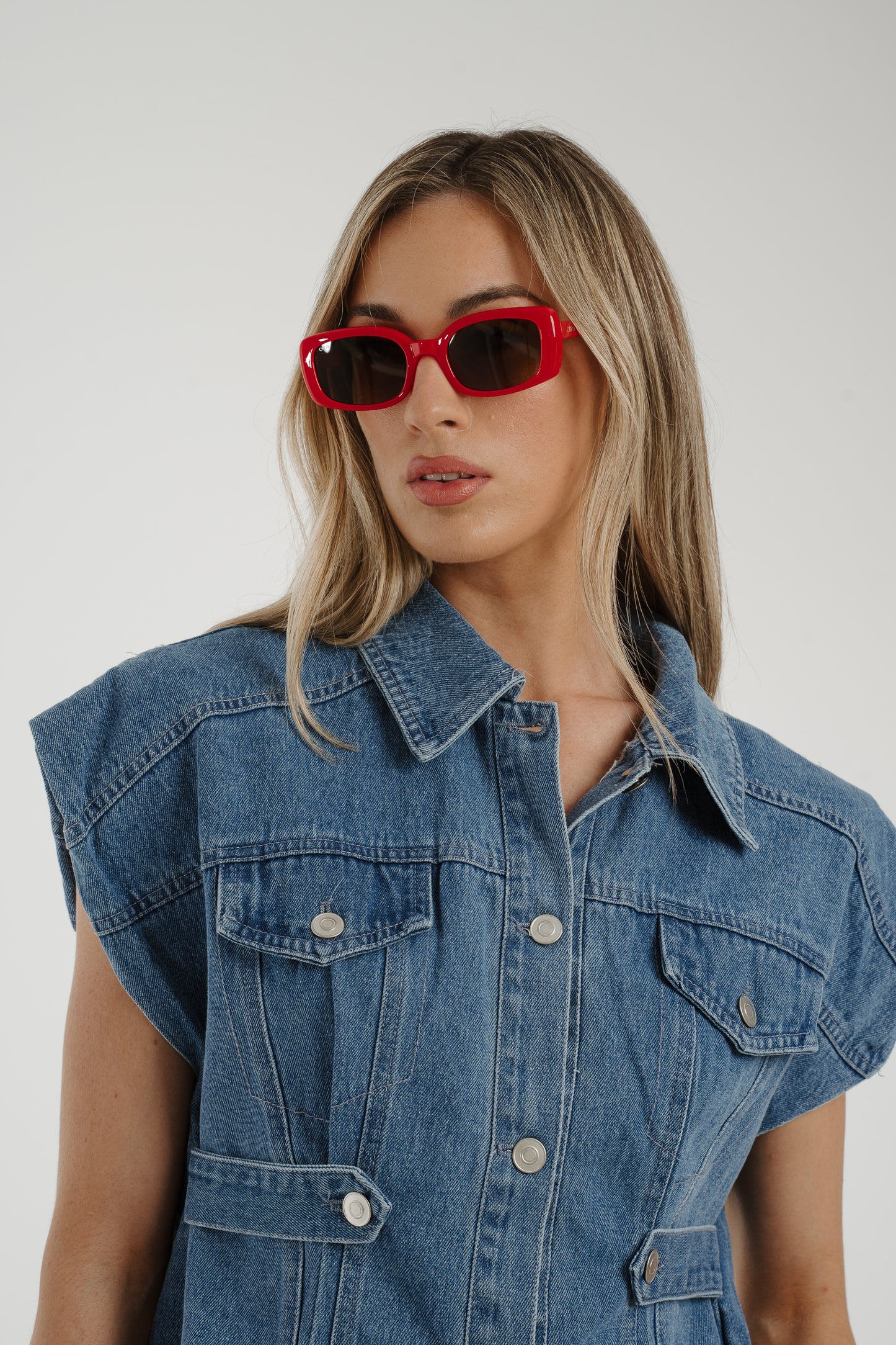 Olivia Rectangle Sunglasses In Red