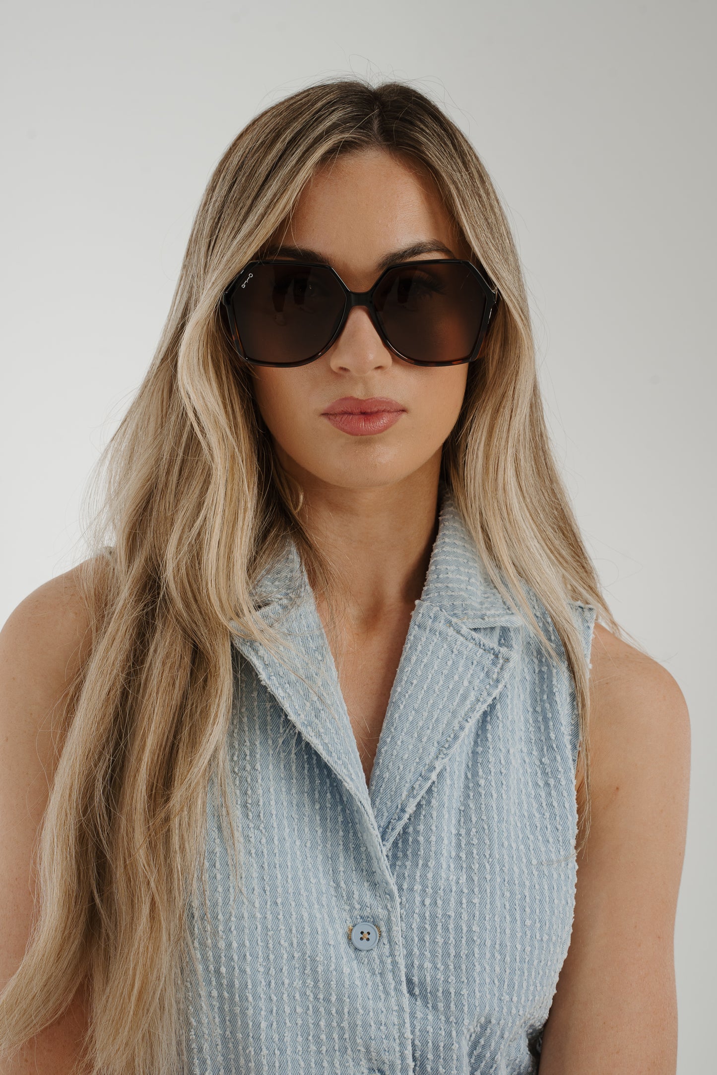 Olivia Hexagon Sunglasses In Brown