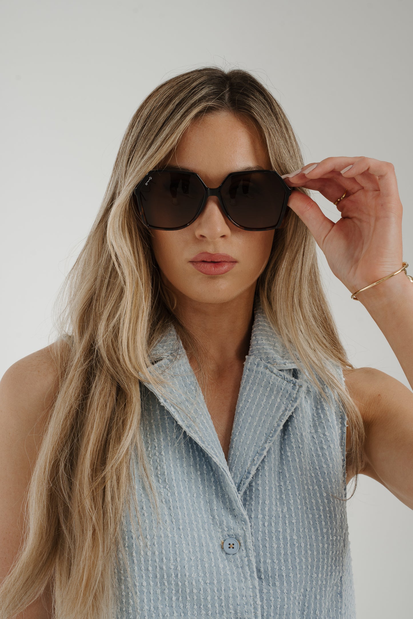 Olivia Hexagon Sunglasses In Brown