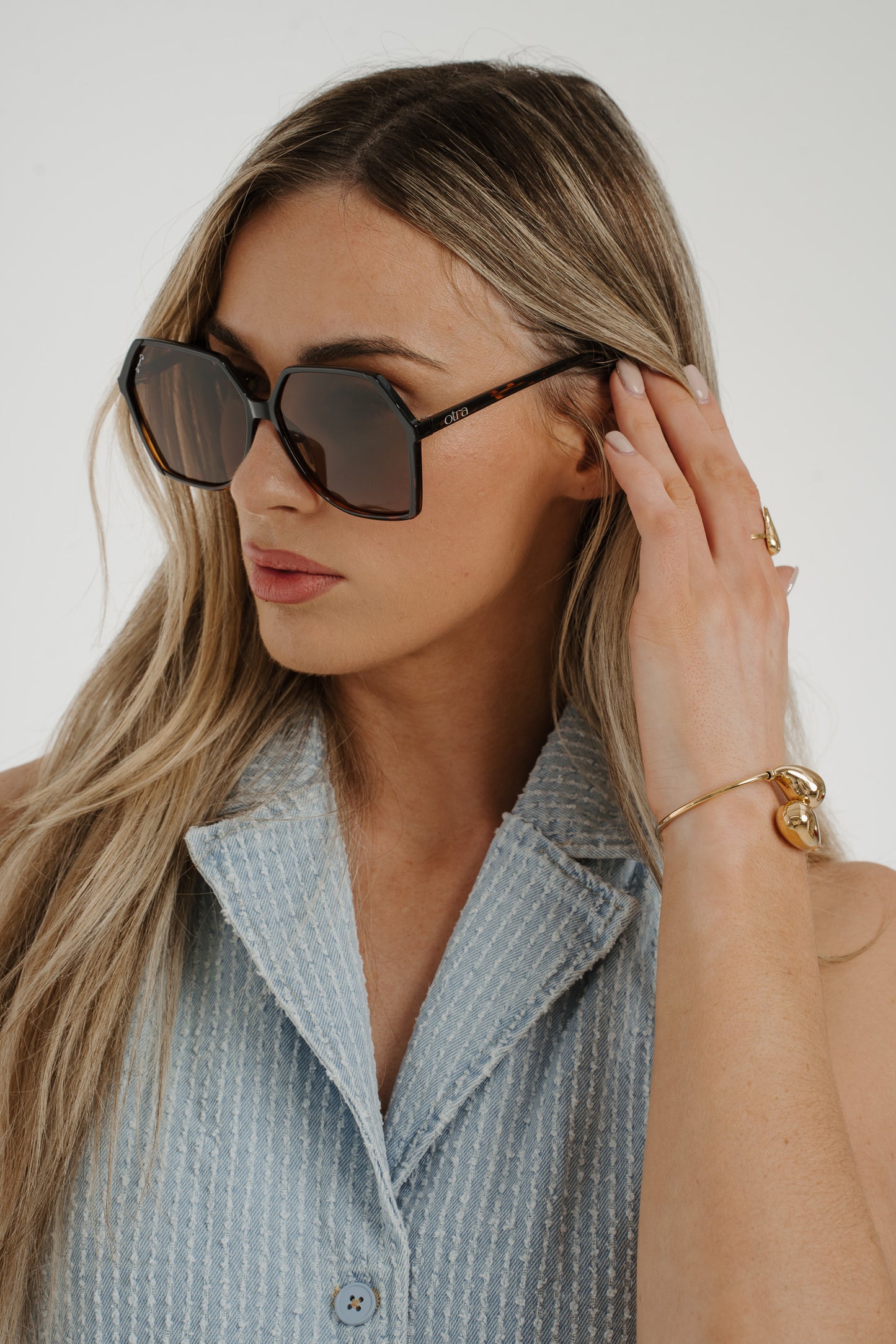 Olivia Hexagon Sunglasses In Brown