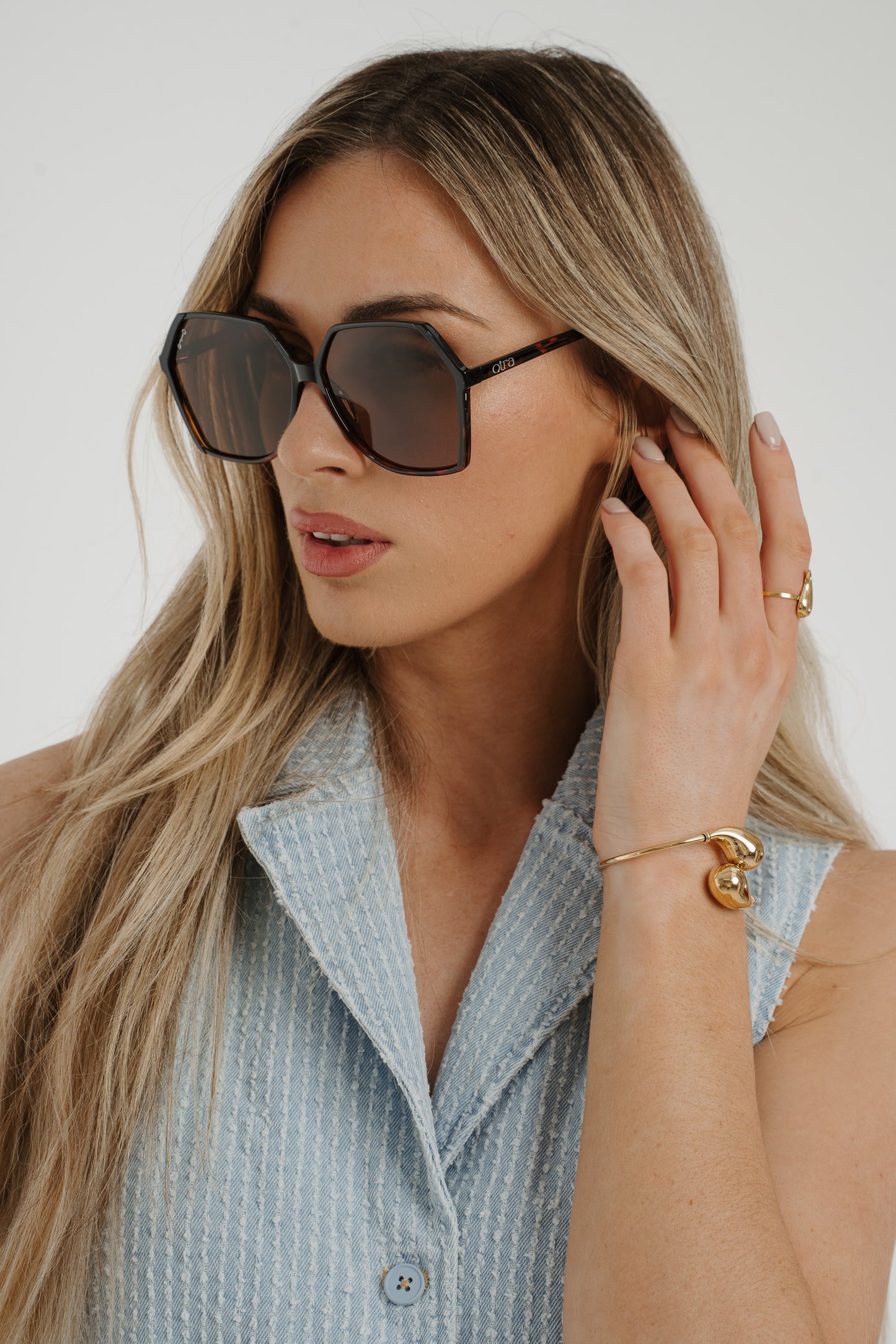 Olivia Hexagon Sunglasses In Brown