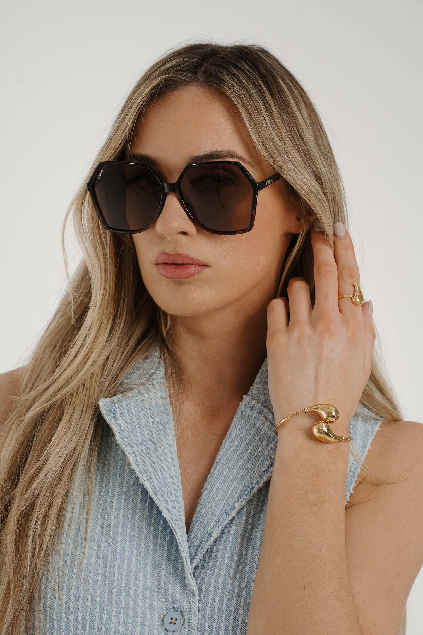 Olivia Hexagon Sunglasses In Brown